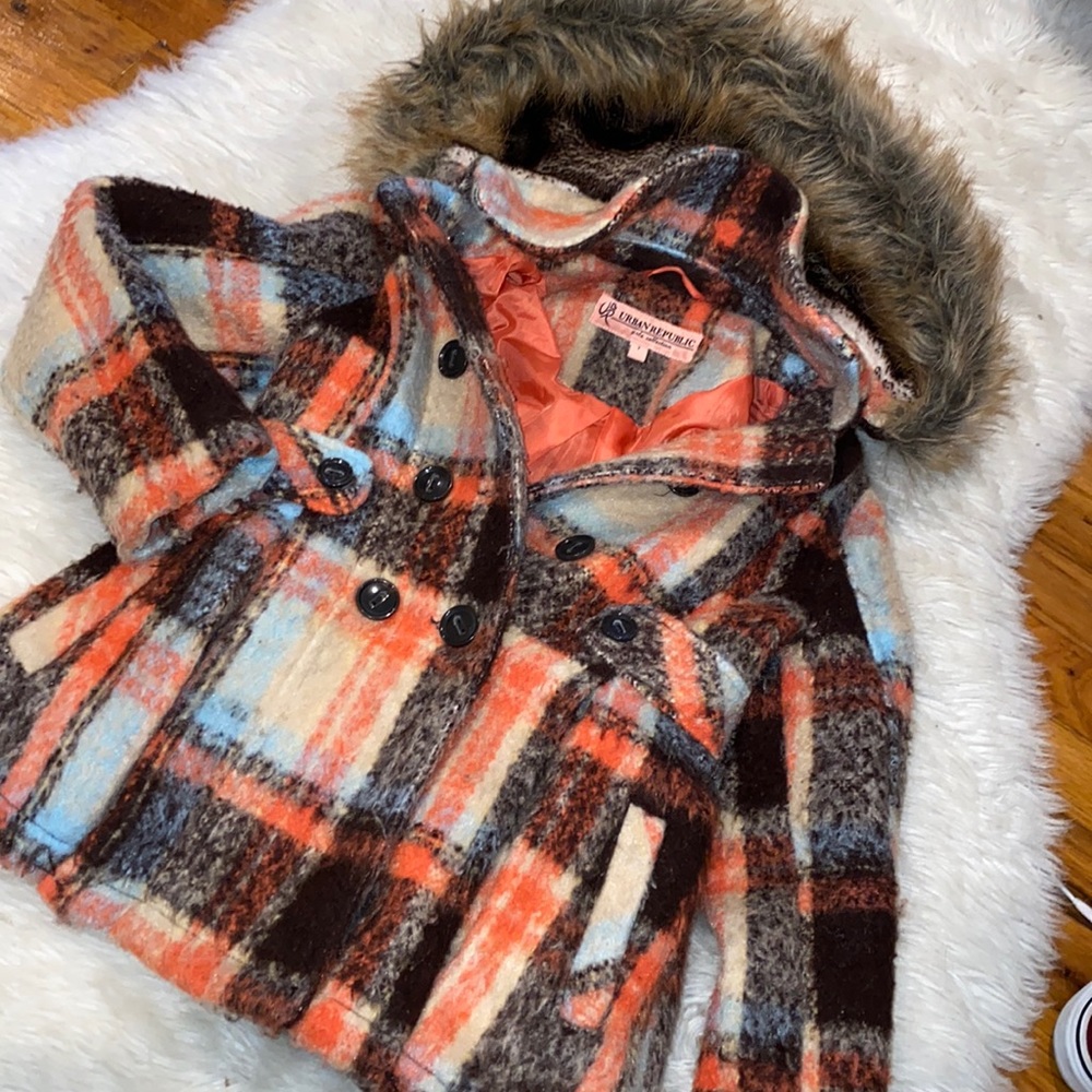 Girls size 7 plaid Pea Coat